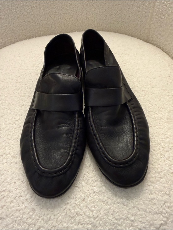 The Row Shoes - The Row Black Leather Penny-Style Loafers